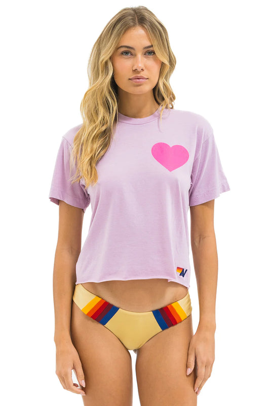 Heart Print Boyfriend Tee Mauve/Neon Pink