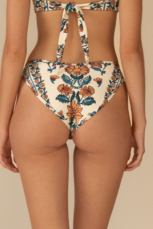 Winona Floral Added Coverage Lulu Bikini Bottom, back view showing fuller coverage