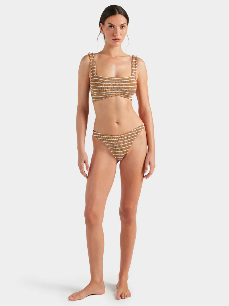 Xandra Bikini Metallic Cocoa/White Stripe