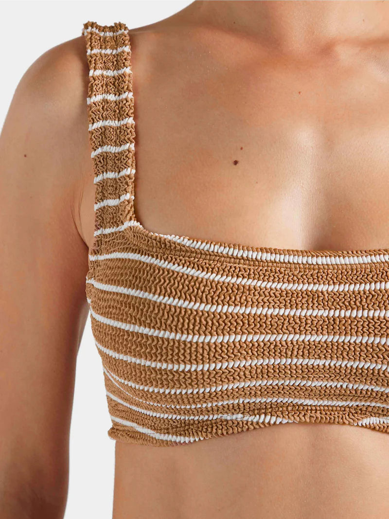 Xandra Bikini Metallic Cocoa/White Stripe