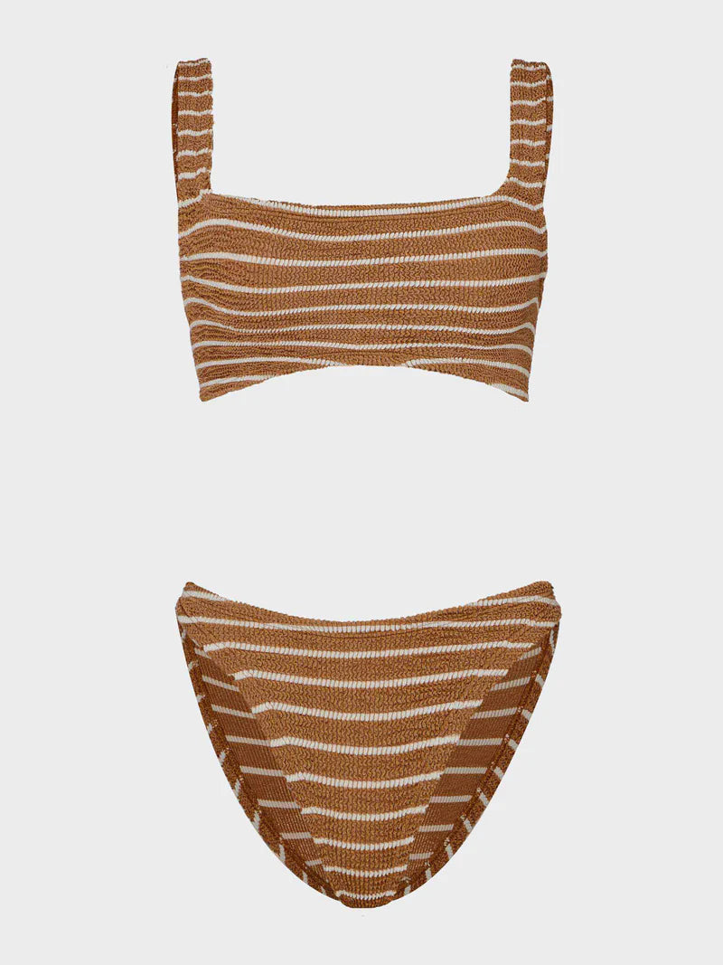 Xandra Bikini Metallic Cocoa/White Stripe