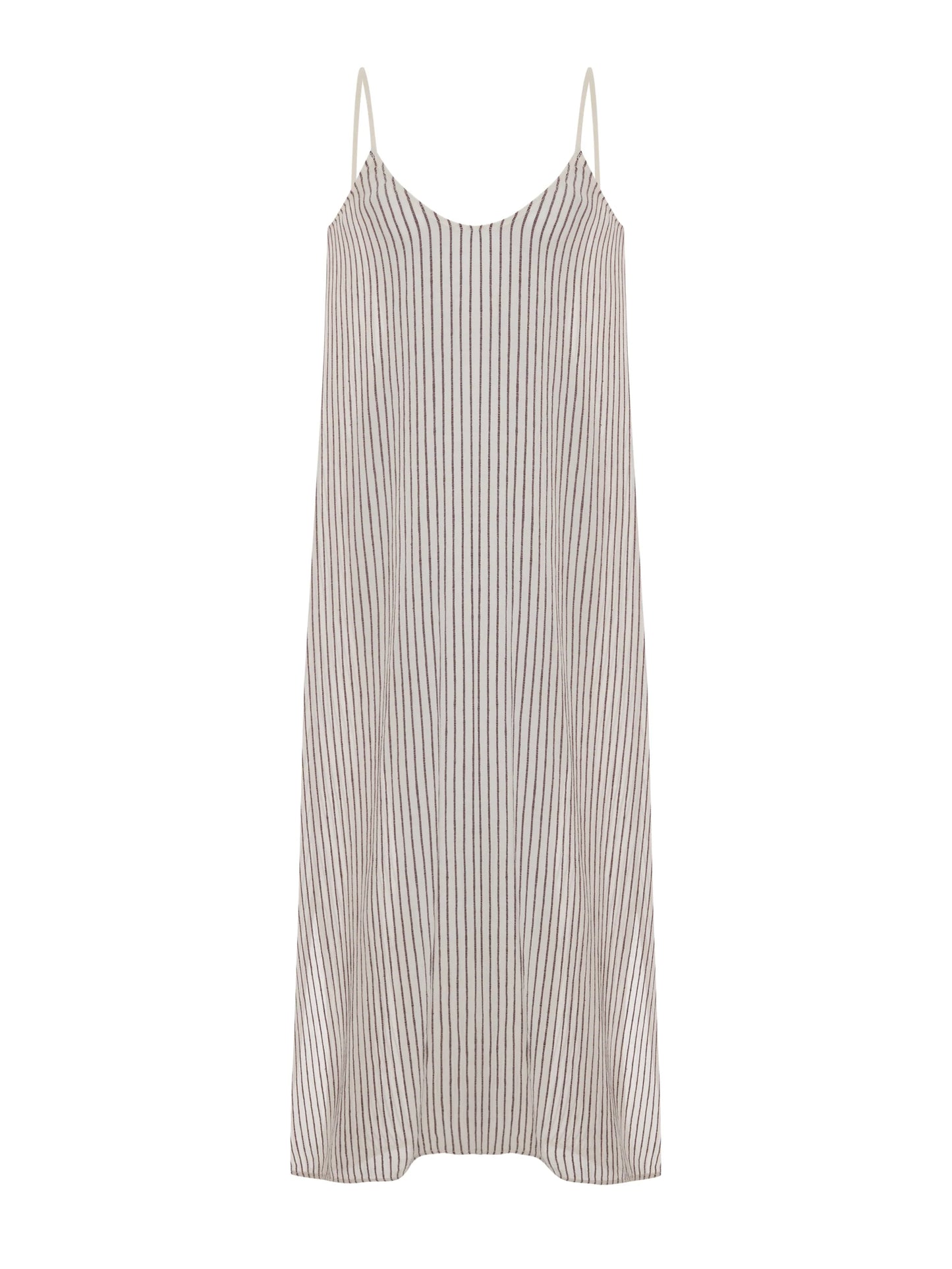 Yaz Dress Khaki Burgundy Stripe