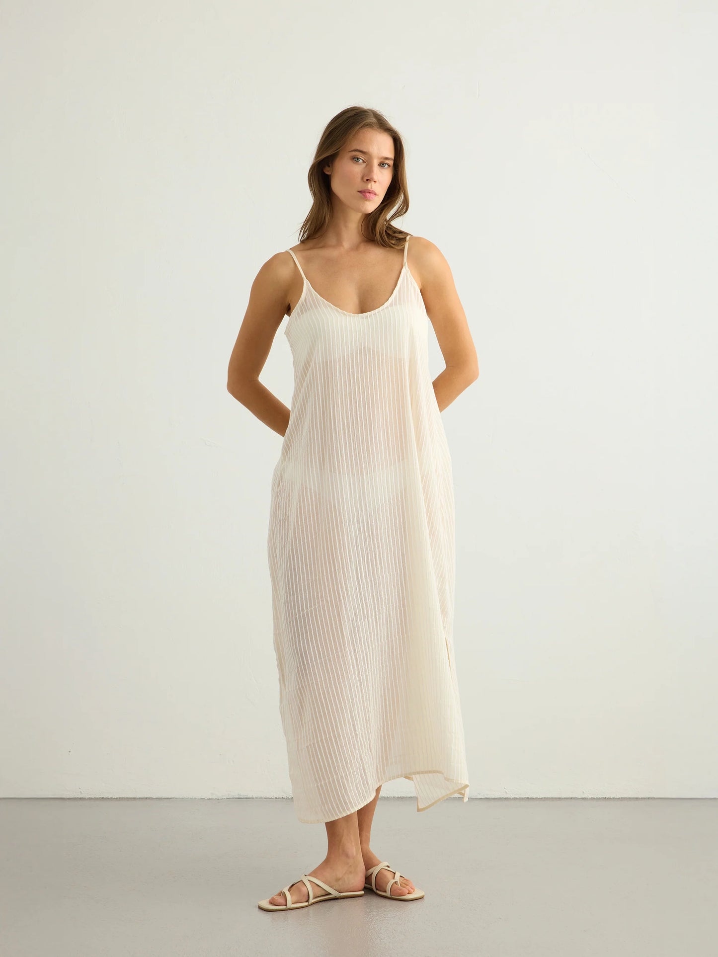 Yaz Dress White Stripe