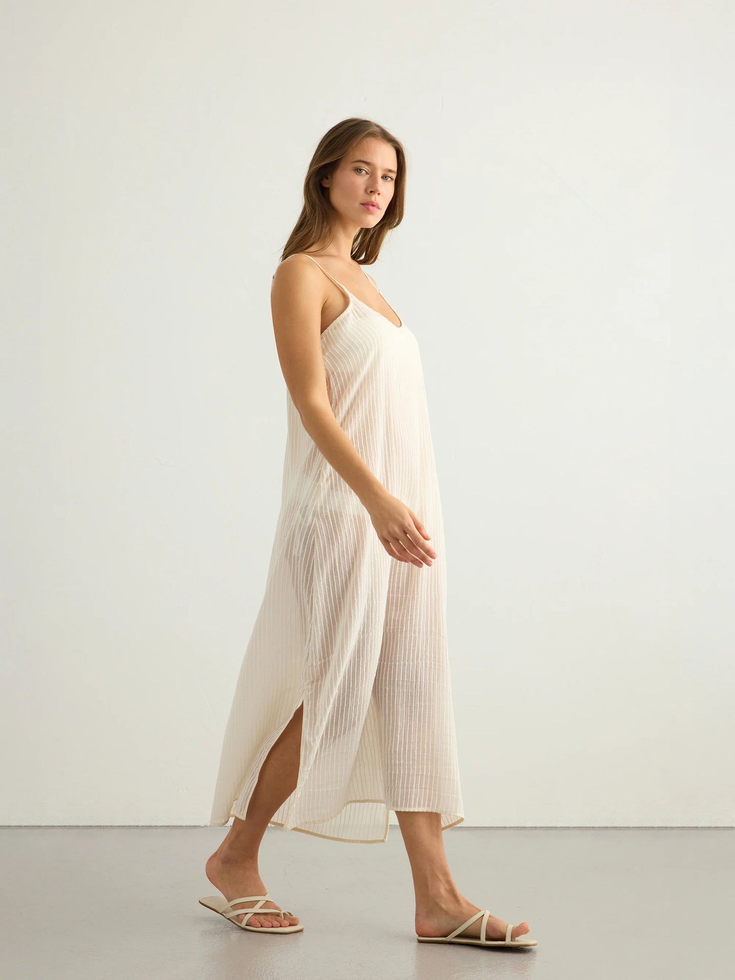 Yaz Dress White Stripe