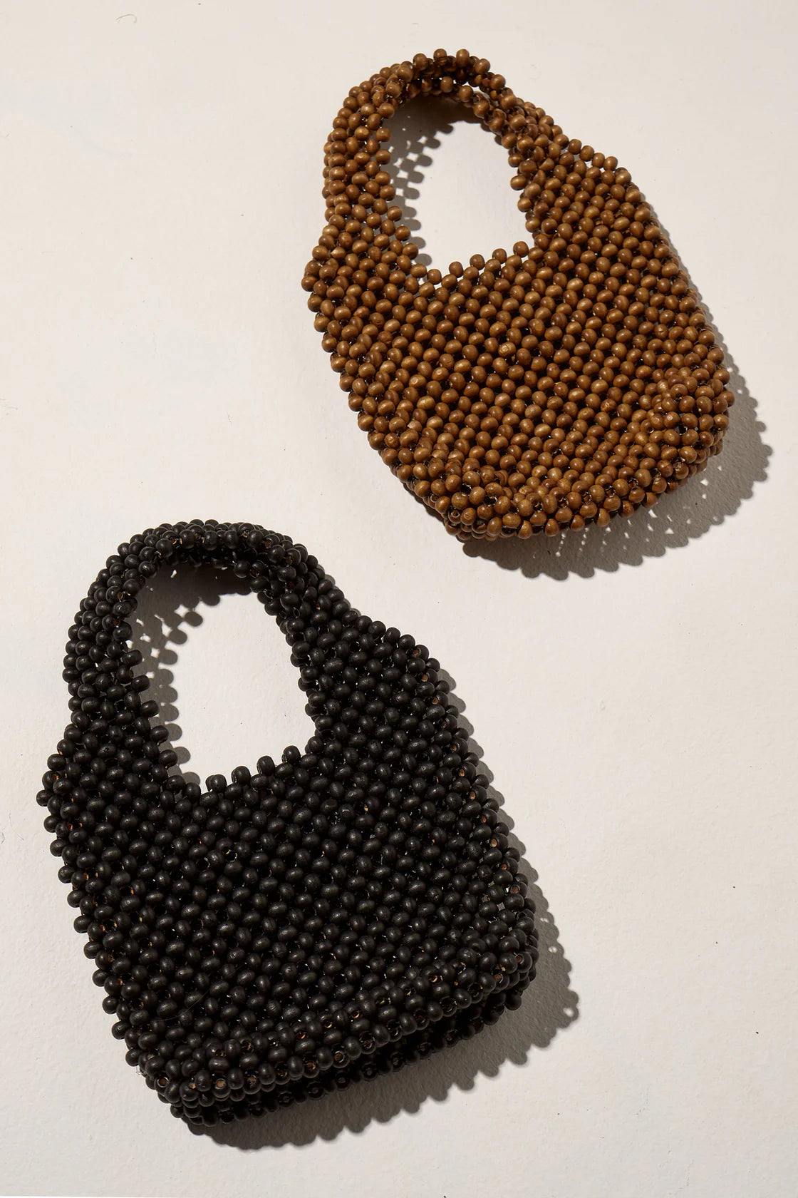 Small Beaded Bucket Bag Black