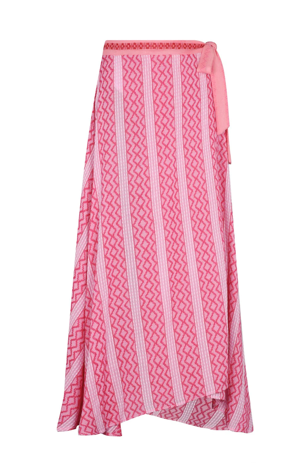 Zigzag Midi Wrap Skirt Pink