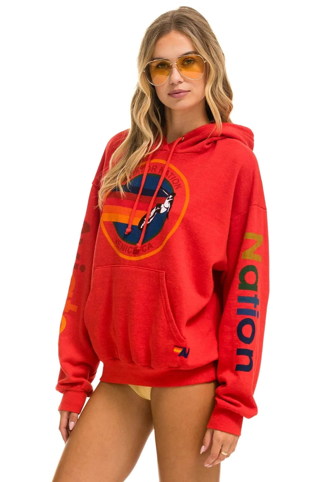 Aviator Nation Relaxed Pullover Hoodie Red