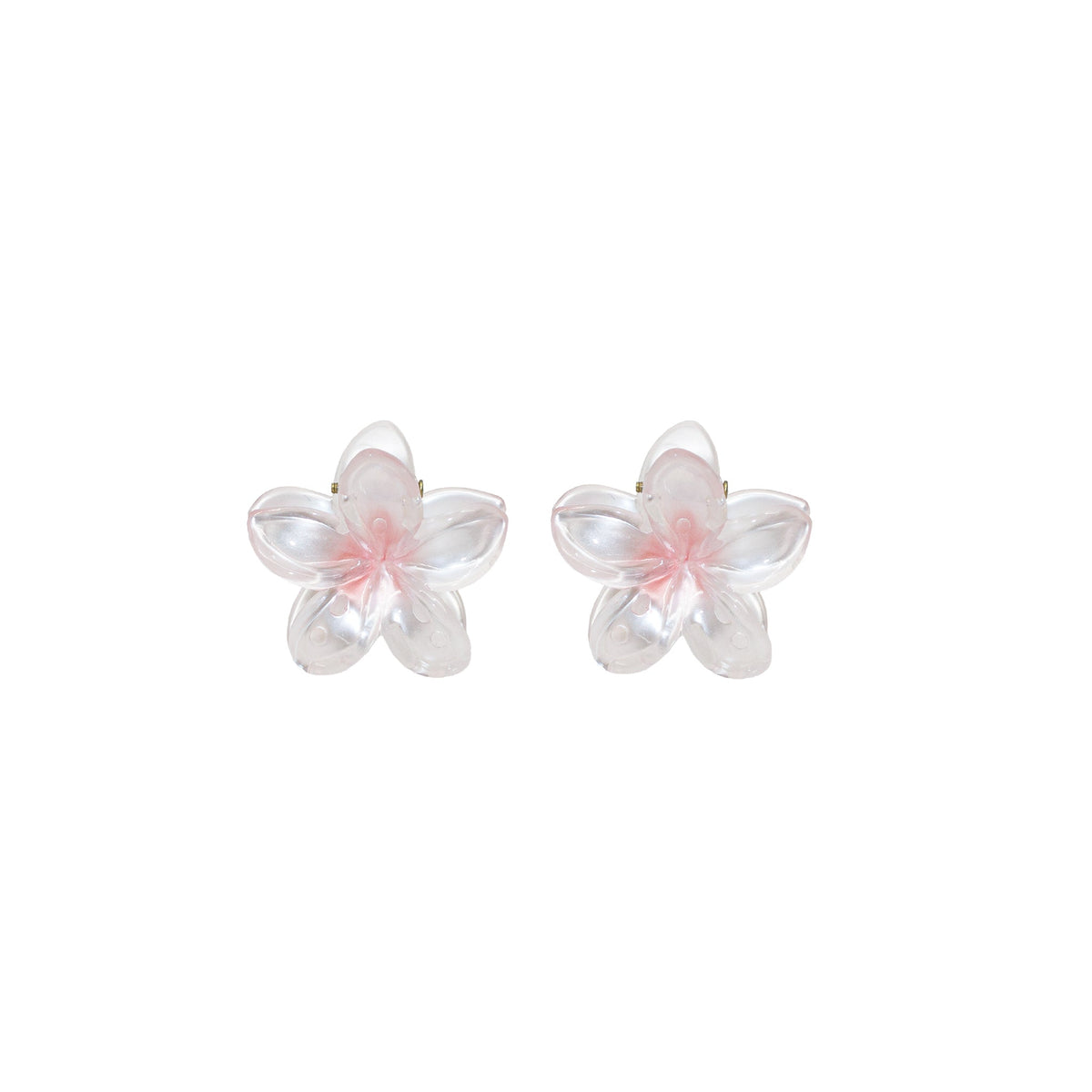 Baby Super Bloom Clip Set in Rose Pearl, a set of two mini pale pink plumeria flower hair clips