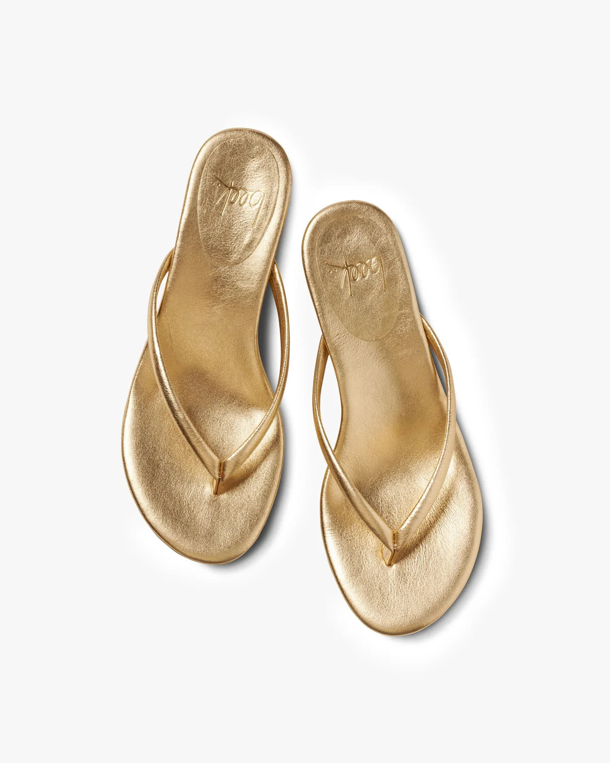 Corella Leather Kitten Heel Thong Sandal Gold