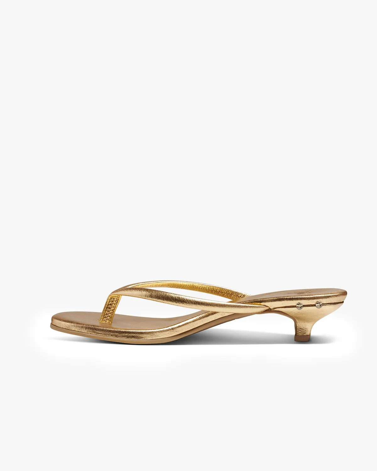 Corella Leather Kitten Heel Thong Sandal Gold