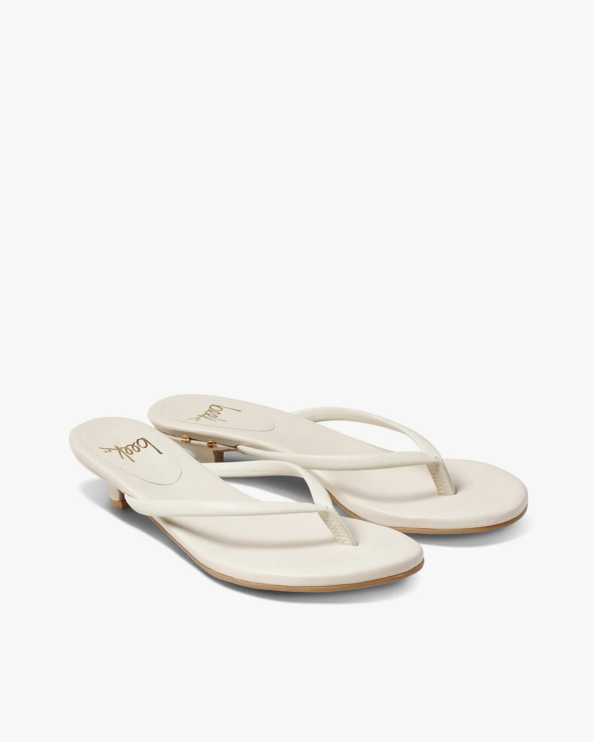 Corella Leather Kitten Heel Thong Sandal Vanilla