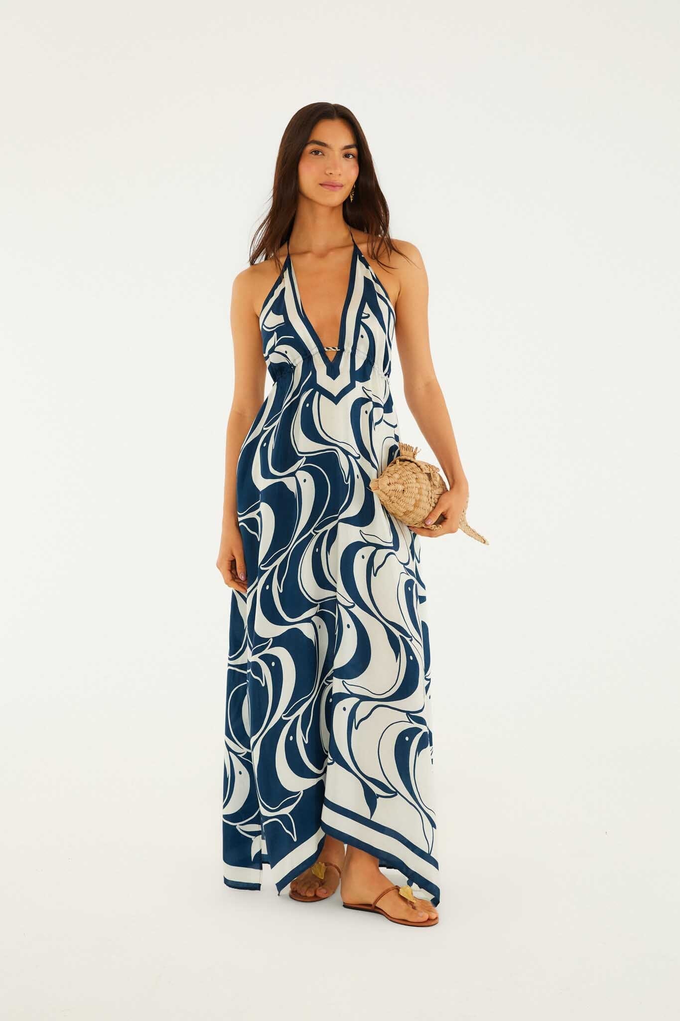 Long Dress with Metal Fish Detail Peixe Copa