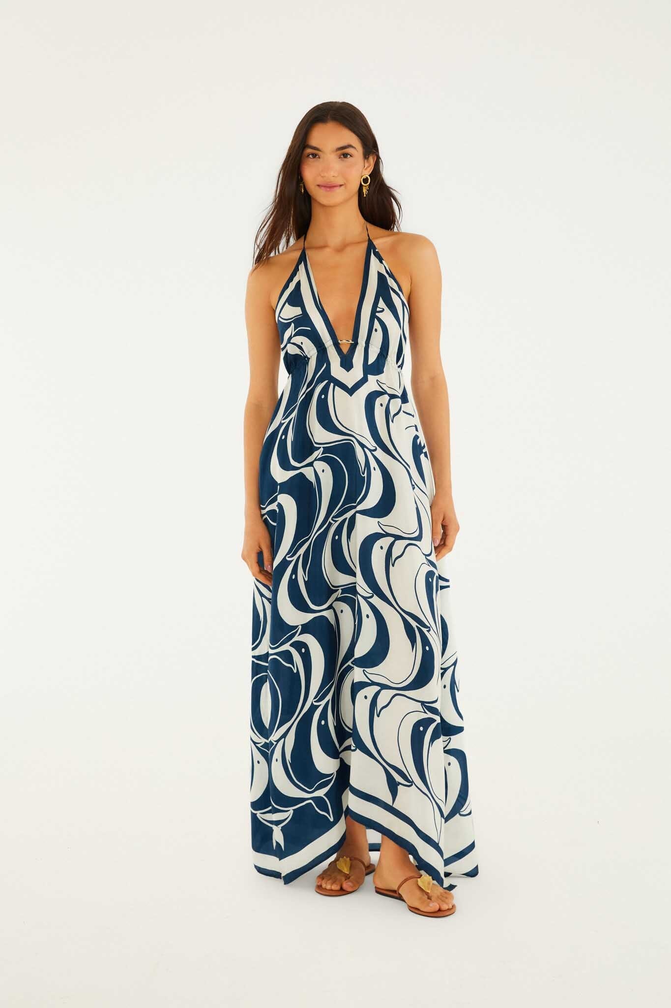Long Dress with Metal Fish Detail Peixe Copa