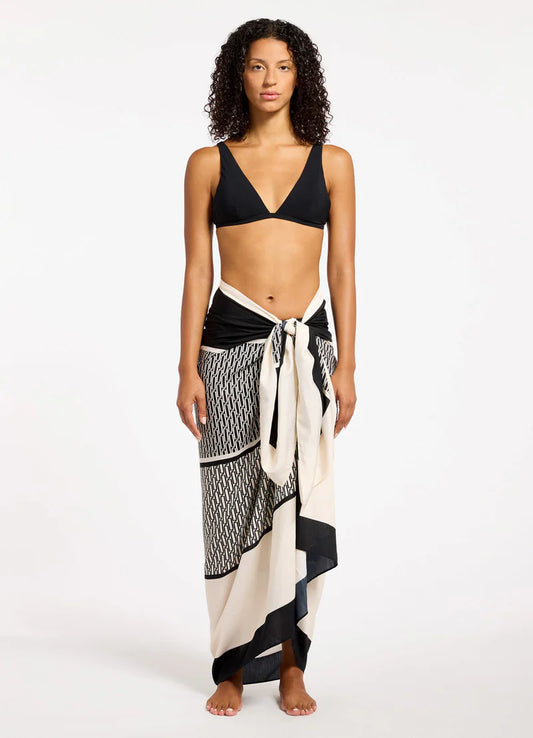 Spring Geo Long Sarong Black