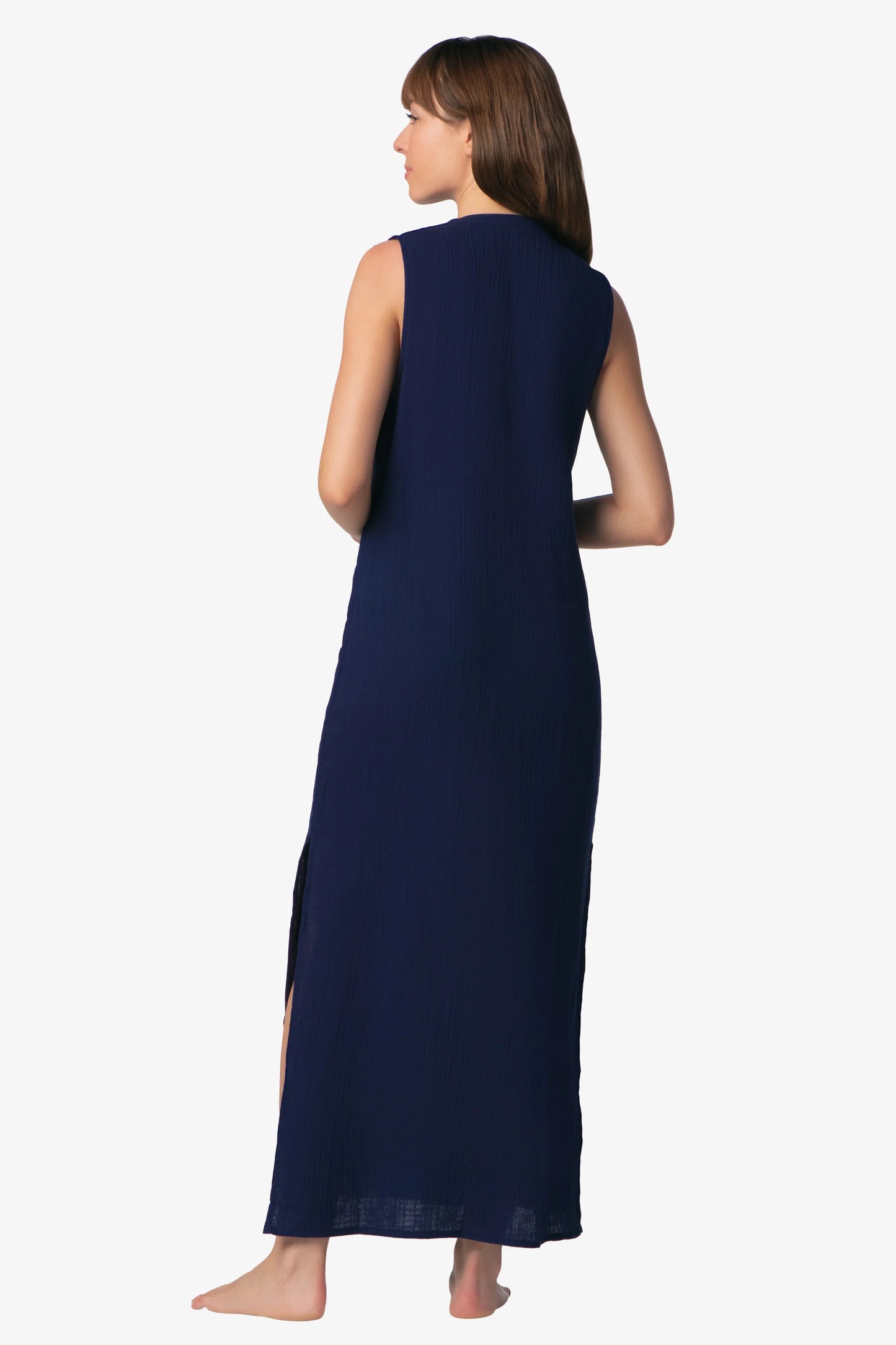 Island Midi Tunic Navy in navy — styled view | Belle Mar Swim