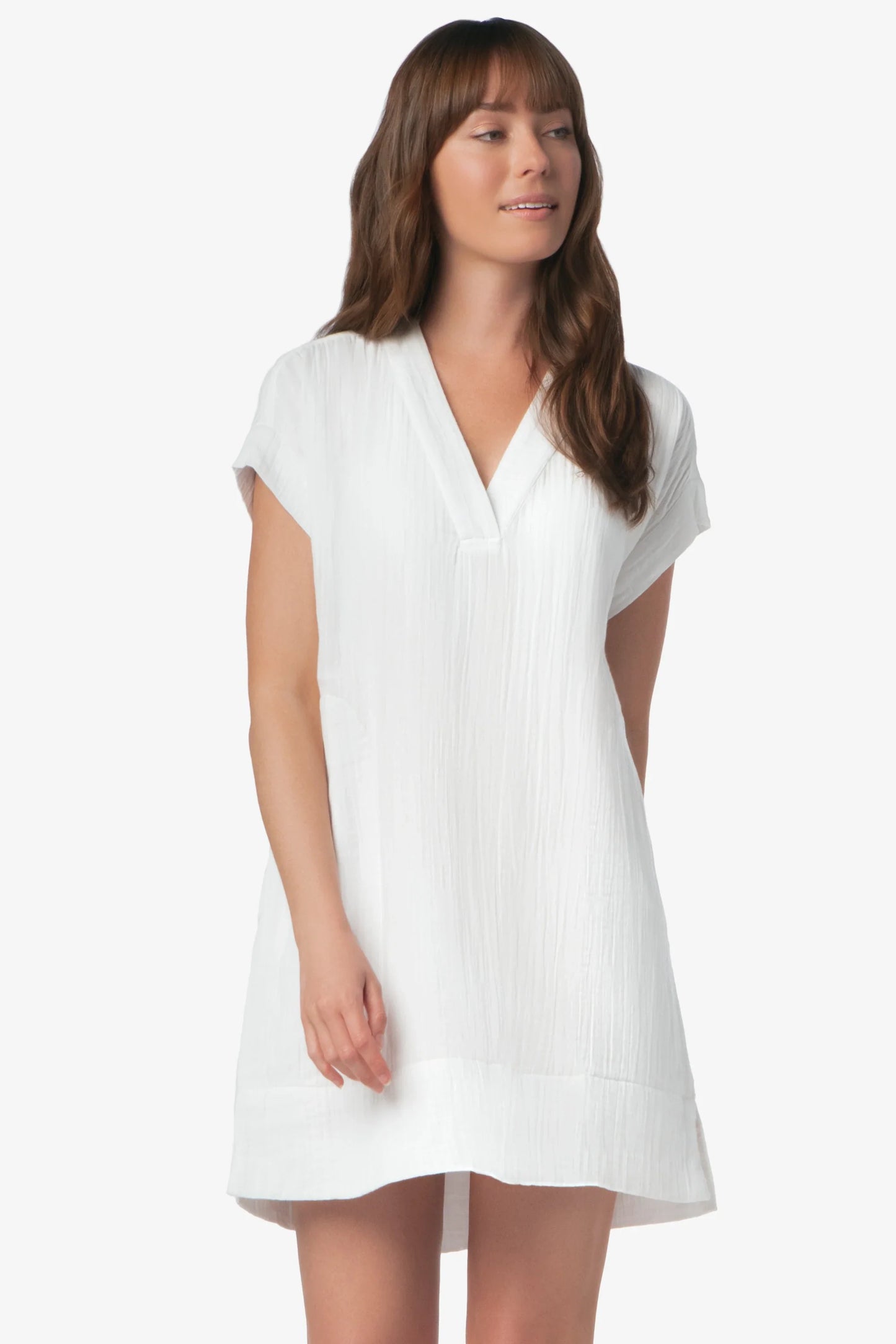 Island V-Neck Dress White