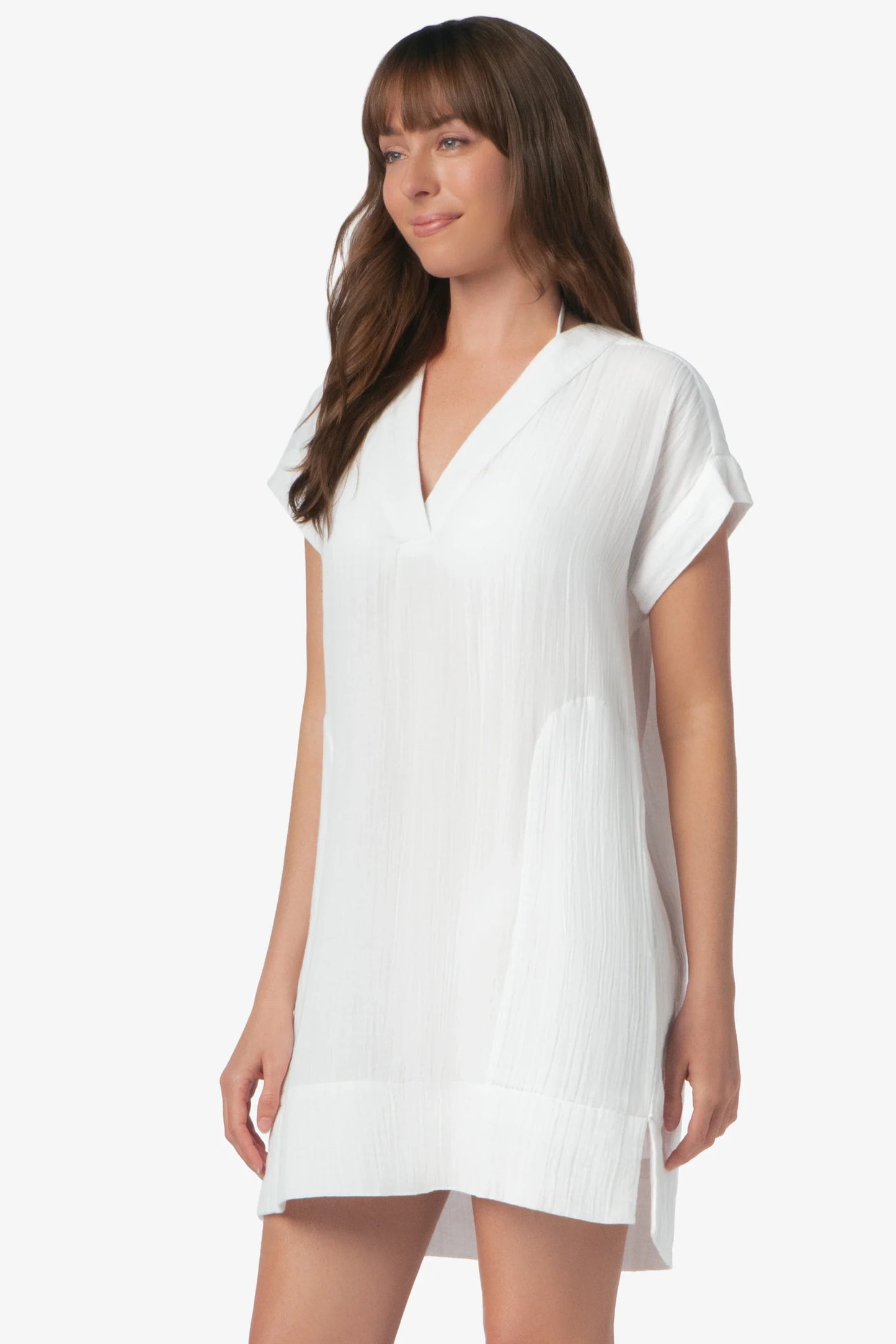 Island V-Neck Dress White