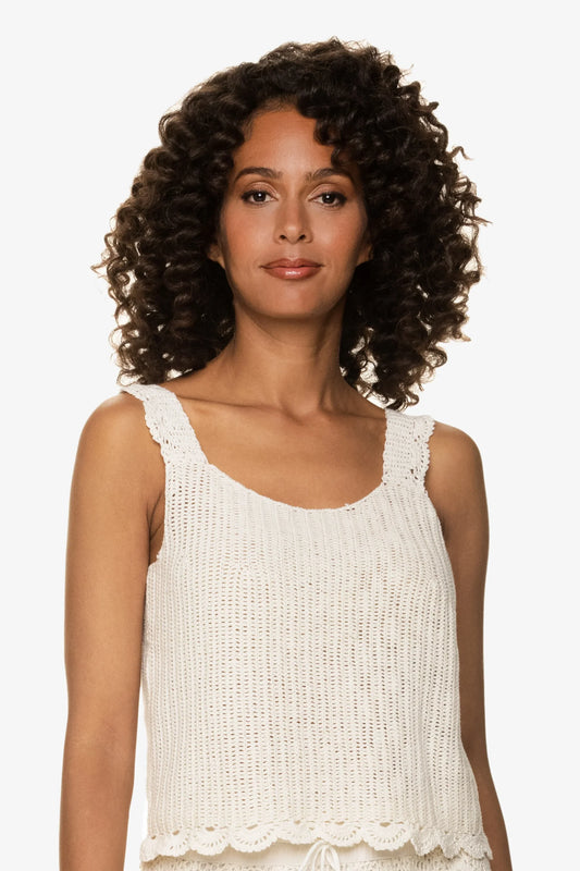 Scallop Crochet Tank Ivory Crochet