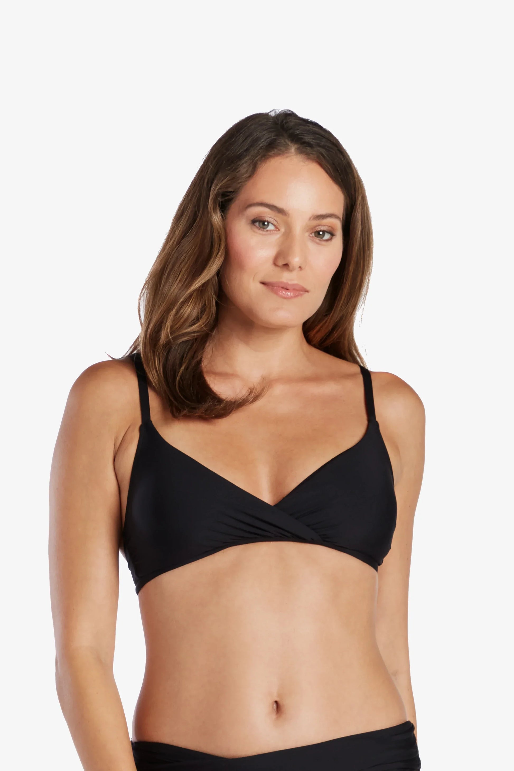Helen Jon Shirred Crossover Bra Black