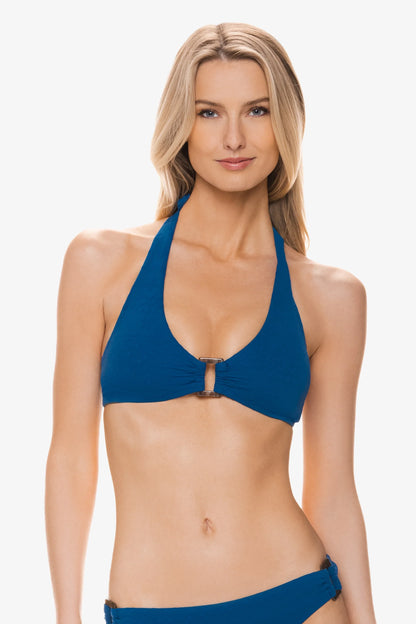 Tortoise Halter Jacquard Textured Marine Blue