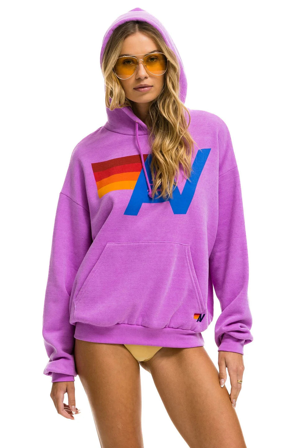 Logo Pullover Relaxed Hoodie Neon Purple