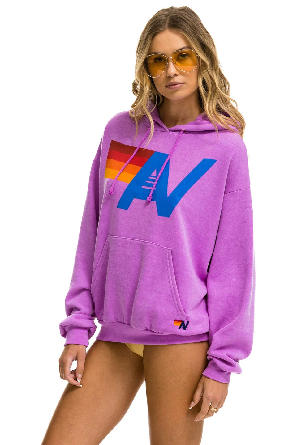 Logo Pullover Relaxed Hoodie Neon Purple
