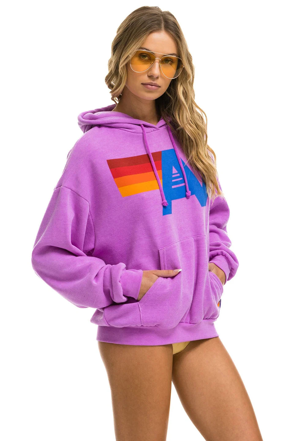 Logo Pullover Relaxed Hoodie Neon Purple
