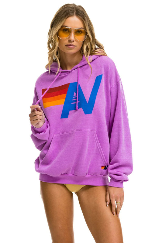 Logo Pullover Relaxed Hoodie Neon Purple