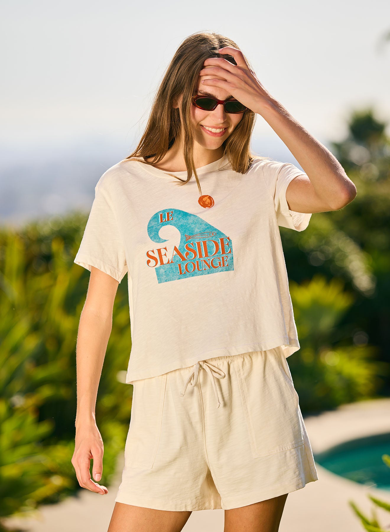 Boxy Crew Seaside Lounge Tee Pearl