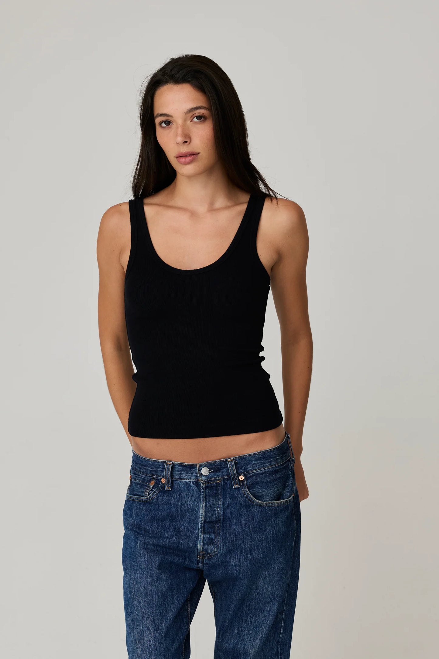 Mila Rib Tank Black