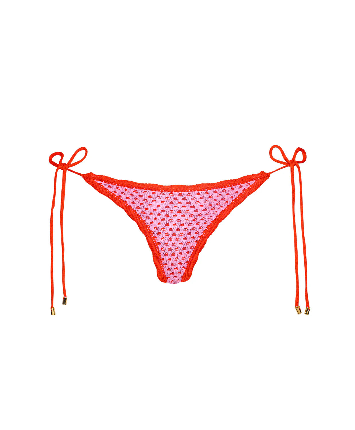 Tia Crochet Tie Side Bottom in pink — styled view | Belle Mar Swim