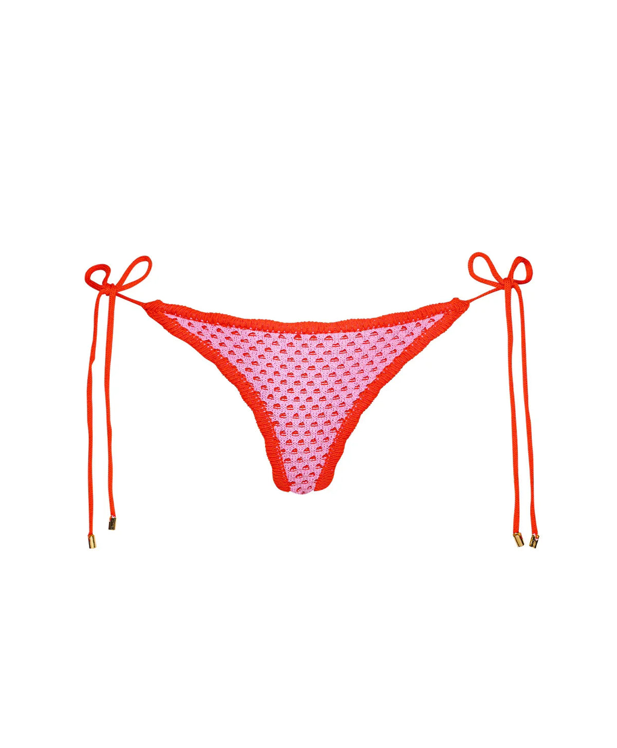 PQ Swim Tia crochet tie side bottom in Rose, photographed flat