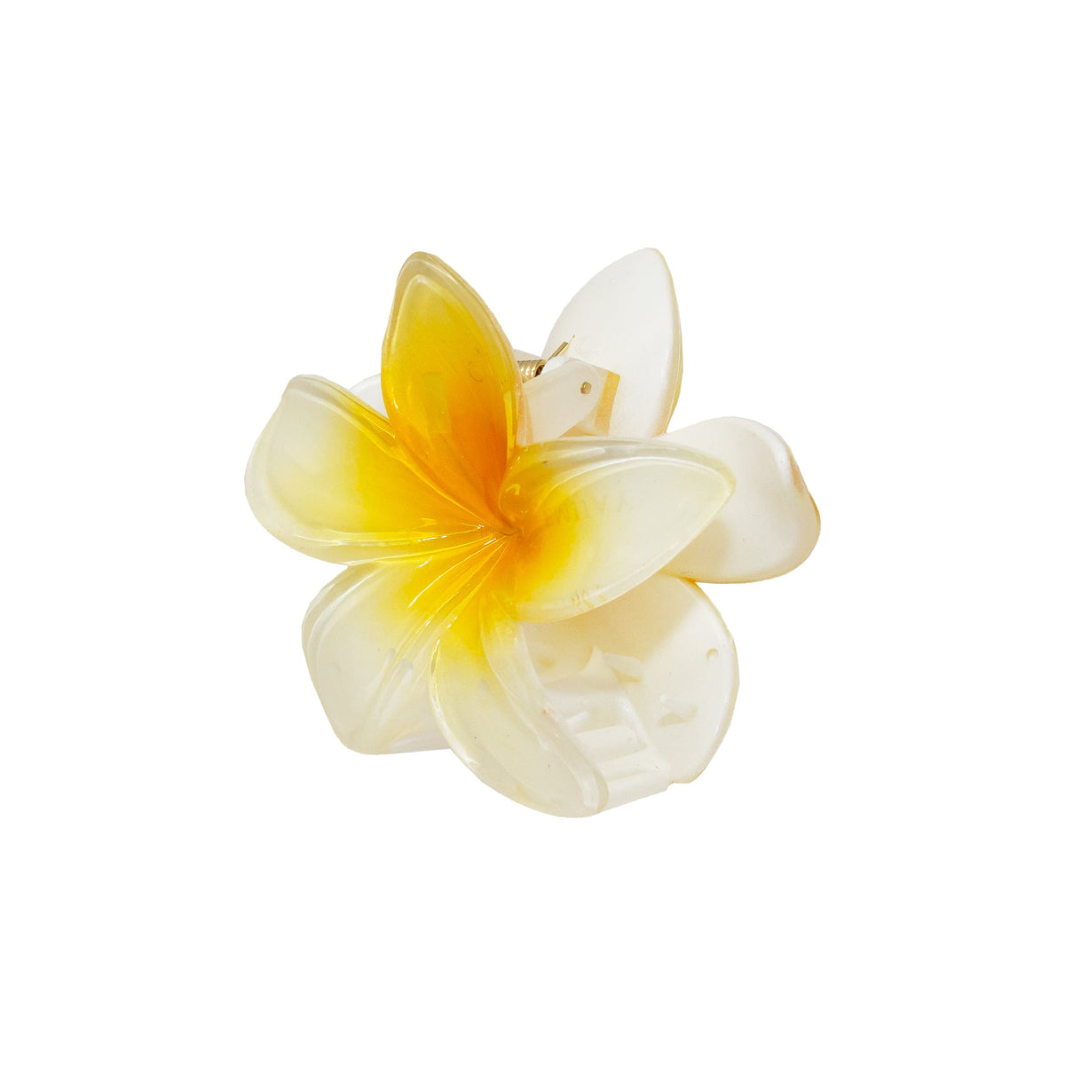 Super Bloom Clip in Coconut, a cream and yellow plumeria flower hair claw clip