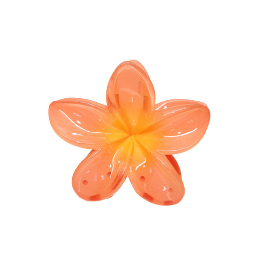 Super Bloom Clip in Peach Spritz, a peach plumeria flower hair claw clip