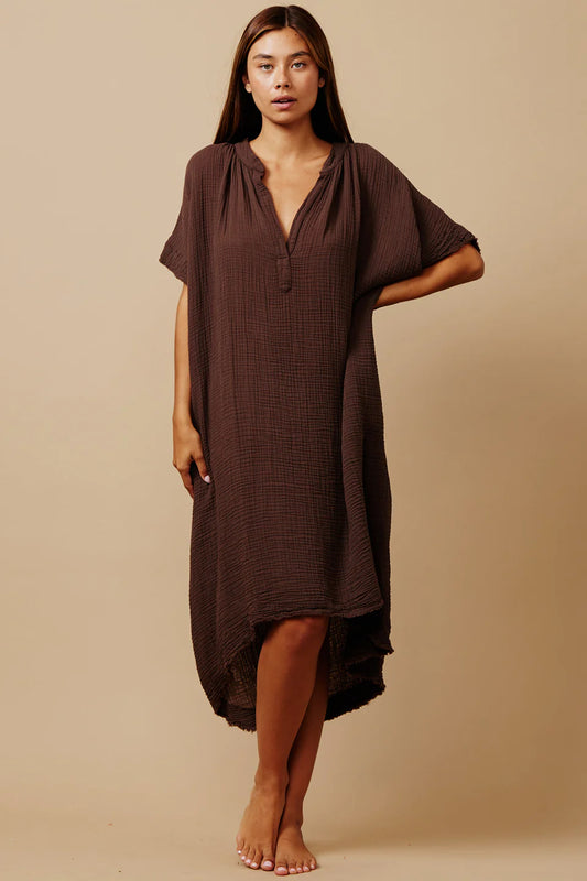 Tunisia Caftan Lightweight Gauze Chocolate