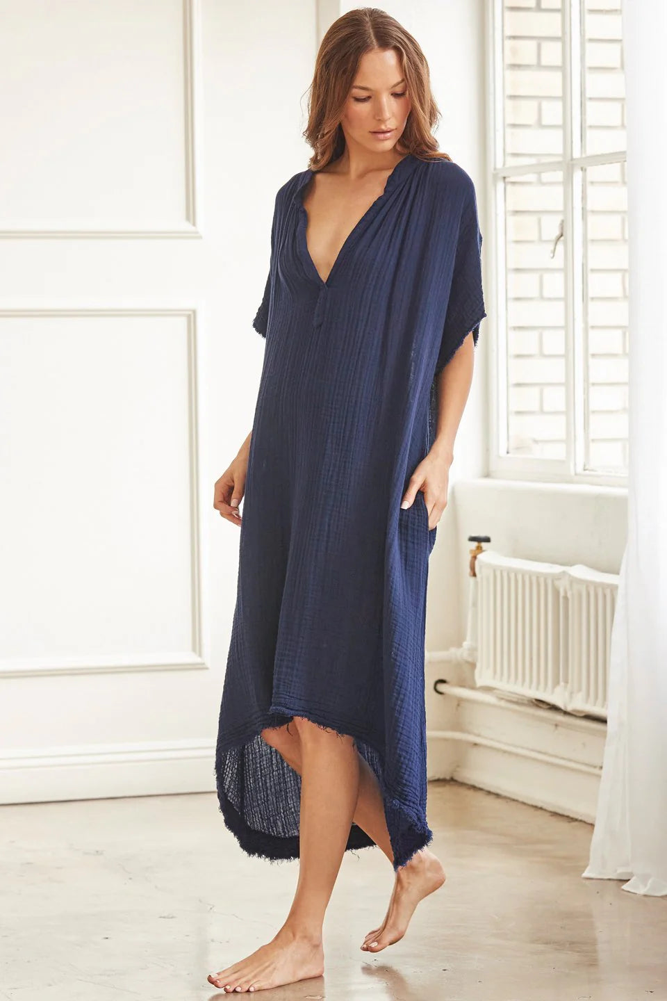 Tunisia Caftan Lightweight Gauze Pacific