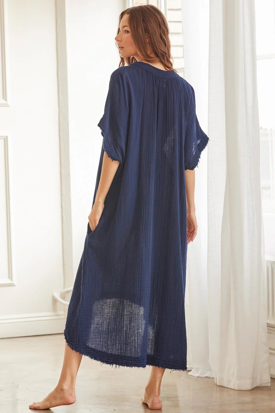 Tunisia Caftan Lightweight Gauze Pacific