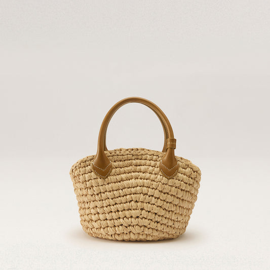 Raya Raffia Handmade Basket Natural/Chartreuse