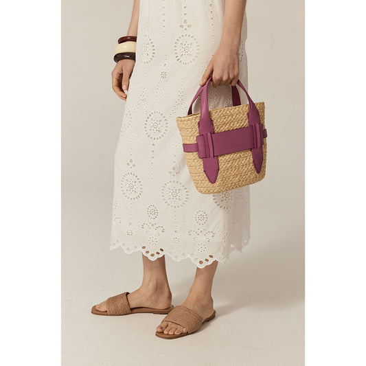 Lipari Small Tote Natural/Bright Pink