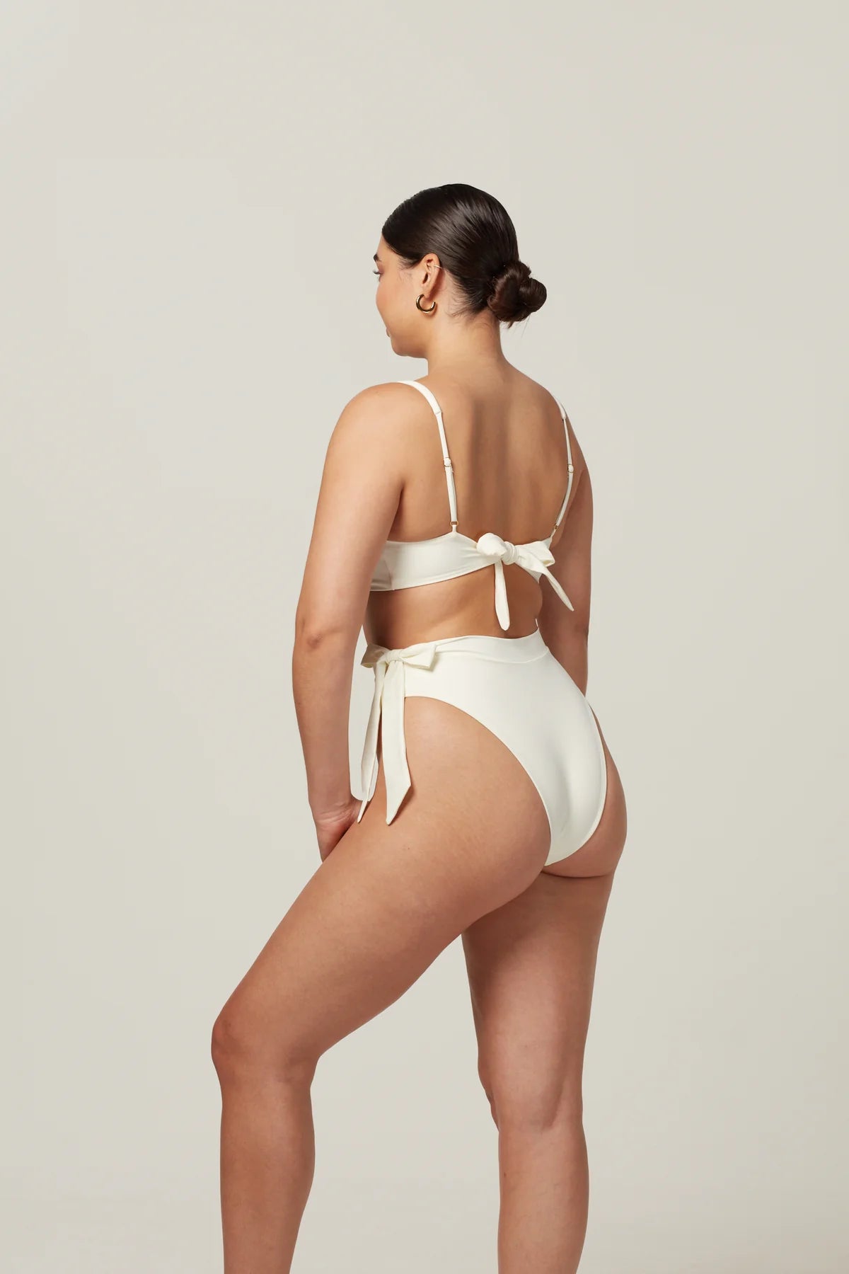 Away That Day Tahiti High Waisted Bikini Bottom in Ivory