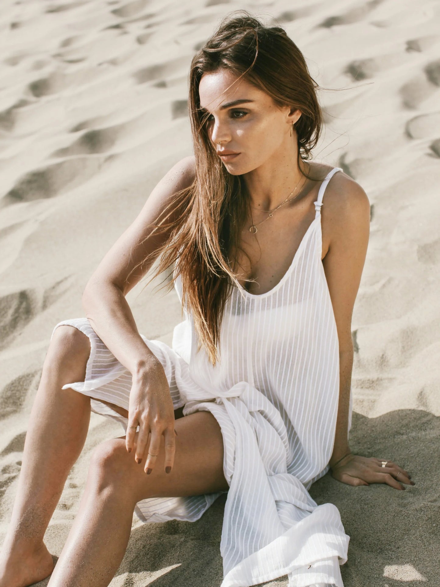 Yaz Dress White Stripe