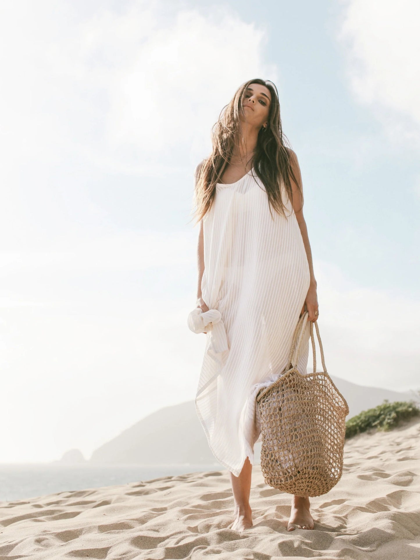 Yaz Dress White Stripe